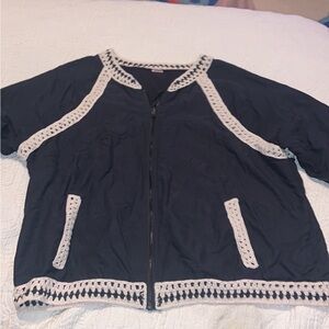 Free People Grey and White Knitted Jacket